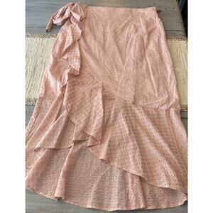 NWT Lane Bryant Light Pink Eyelet Lace Peasant Cottage Boho Wrap Skirt Sz 14 16